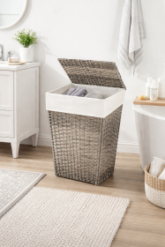 PE Wicker Laundry Hamper Foldable 21 Inch