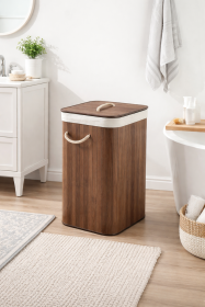 Bamboo Laundry Hamper with Lid 23 Inch Brown