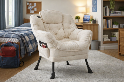 32-Inch Polyester Accent Chair Cream Plush