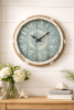 17” Nautical Wall Clock – Distressed Metal, Rope Frame, Vintage Style