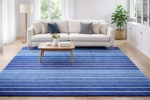 8' x 11' Striped Hand-Tufted Wool/Cotton Blue Area Rug