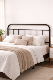 King Steel Headboard Dark Brown Vintage