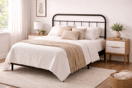 Full Steel Headboard Dark Brown Vintage