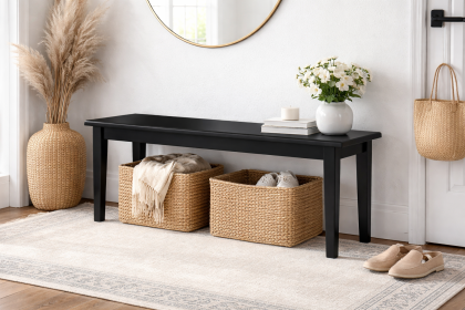 40in Solid Wood Bench Black Shaker