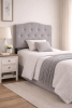 Twin Light Grey Button Tufted Upholstered Headboard