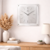 12.25-Inch Square Quiet Analog Wall Clock, Silver