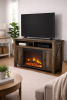 50-Inch TV Stand with Electric Fireplace, Brown Wood