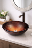 Round Copper Glass Vessel Bathroom Sink 16.5 Inch
