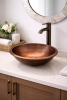 Hammered Copper Oval Vessel Bathroom Sink 17 x 13