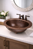 Copper Oval Bathroom Sink with Overflow & Faucet Holes