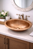 Unfinished Pure Copper Oval Bathroom Sink 19 Inch