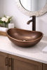 Hammered Copper Oval Vessel Bathroom Sink 19 x 14
