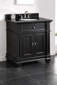 Black Single Sink Bathroom Vanity with Granite Top