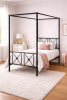 Twin Black Metal Canopy Bed Medallion