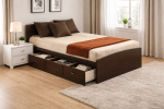 Twin XL Wood Platform Bed with 3 Drawers Espresso