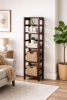 Narrow 4-Shelf Espresso Wood Ladder Bookcase