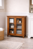 Oak Bathroom Floor Cabinet with 2 Glass Doors
