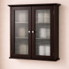 Espresso Bathroom Wall Cabinet with Glass Doors