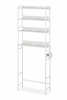 White Over-Toilet Storage Shelf with Hooks & Paper Holder