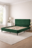 Full Green Velvet Upholstered Platform Bed with Headboard