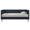 Twin Mid-Century Modern Blue Linen Upholstered Daybed
