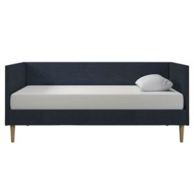 Twin Mid-Century Modern Blue Linen Upholstered Daybed