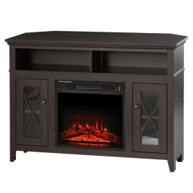 Espresso Electric Fireplace TV Stand with Mantel & Storage