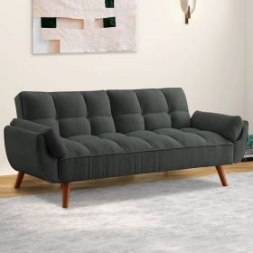 Dark Grey Tufted Mid-Century Modern Sofa Bed