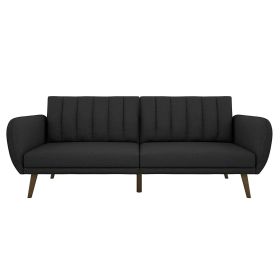 Dark Grey Linen Mid-Century Futon Sofa Bed