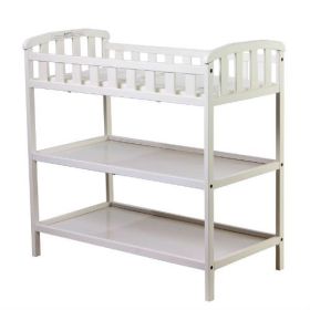 White Baby Diaper Changing Table with Storage Shelves