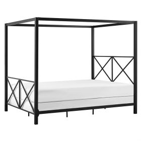 Queen Metal Canopy Bed Frame, Modern Four-Poster