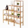 Bamboo Wood 5-Tier Bookcase Plant Stand Storage Rack