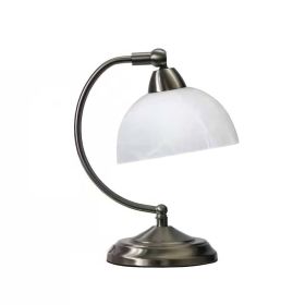 Brushed Nickel Bankers Desk Lamp Glass
