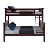 Twin Over Full Solid Wood Bunk Bed Espresso