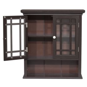 Dark Espresso 2-Door Bathroom Wall Cabinet with Shelf