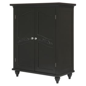 Dark Espresso Bathroom Floor Cabinet with Engraved Doors