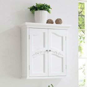 French Style White 2-Door Bathroom Wall Cabinet