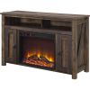 50-Inch TV Stand with Electric Fireplace, Brown Wood