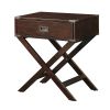 Espresso Wood 1-Drawer End Table Nightstand X Legs