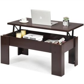 Lift-Top Coffee Table in Espresso Brown Wood Finish