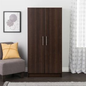 Dark Brown Armoire Wardrobe Cabinet with Hanging Rail