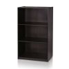 Espresso Wood 3-Shelf Modern Bookcase