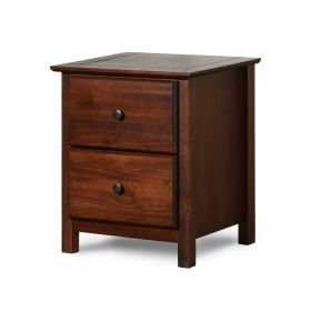 Solid Pine Wood 2 Drawer Nightstand in Cherry Finish