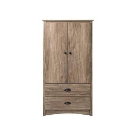Rustic 2 Drawer Bedroom Storage Armoire Grey Oak