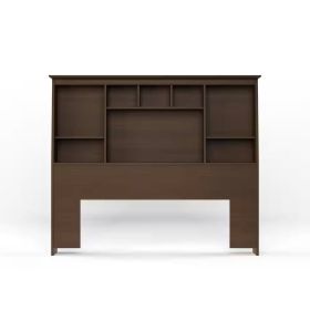 Full Farmhouse Bookcase Headboard in Espresso Brown Finish