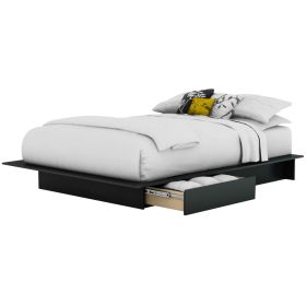 Full/Queen Platform Bed Black Storage Drawers