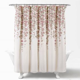 72-In Polyester Floral Shower Curtain Tan Purple