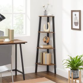 Narrow Rustic Corner Ladder Shelf Bookcase