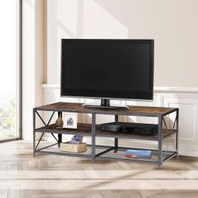 55 Inch Rustic Industrial TV Console with Metal Frame