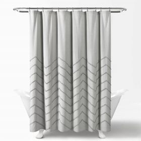 72x72 Grey Chenille Cotton Chevron Shower Curtain